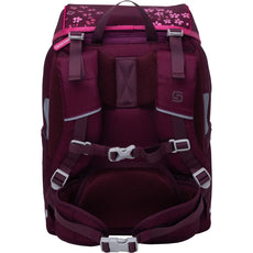 Schneiders Ergojet Floral Fantasy Schulranzen-Set - 6-teilig mit ergonomisch gepolsterten Gurten, Brustschnalle und Netzrücken, von hinten gesehen.