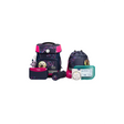 Das 7-teilige School-Mood Champion Schulranzen-Set "Leni" von School-Mood für die Grundschule umfasst Ranzen, Turnbeutel, Federmäppchen, Brotdose und Plüschtiere - alles in Navy mit pinken Akzenten.