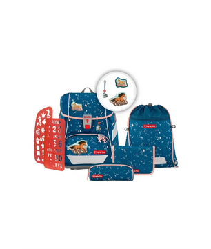 Step by Step 2IN1 PLUS Schulranzen-Set "Wild Horse Ronja" (6-tlg): Ergonomische blaue Schulranzen mit Tiermotiv, passendem Federmäppchen, Turnbeutel, Schablone und Schlüsselanhänger.