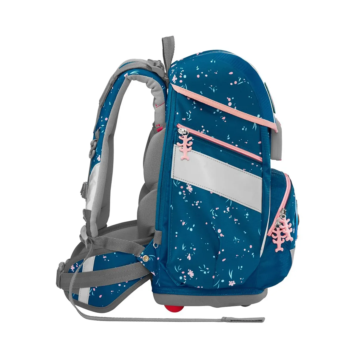 Step by Step 2IN1 PLUS Schulranzen-Set "Wildpferd Ronja": Ergonomischer, blauer und pinker Ranzen mit gepolsterten Trägern & Brustgurt, seitlich abgebildet. 6-teiliges Set der Marke Step by Step.