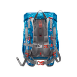 Das Step by Step Cloud Schulranzen-Set "Mermaid Lola" (5-teilig) besteht aus einem ergonomischen blau-grauen Rucksack mit gepolsterten Trägern, roten Schnallen und Sternenmustern.