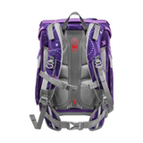 Step by Step Space Schulranzen-Set "Pegasus Emily" (5-teilig) von Step by Step, abgebildet von hinten mit grauen Trägern, Sternenmuster und gepolsterter Schulterstütze.