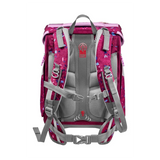 Rückansicht des Step by Step SPACE Schulranzen-Sets "Fairy Freya" (5-teilig) in Pink, Lila und Grau mit ergonomisch gepolsterten Trägern und floralem Muster.