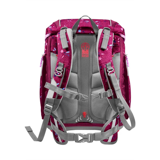 Das Step by Step 2IN1 PLUS Ranzen-Set "Fairy Freya" besticht durch sein rosa Design mit Sternenmuster und höhenverstellbaren, gepolsterten grauen Trägern - ideal für alle Fairy Freya Fans.