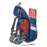 Das Step by Step Schulranzen-Set 2in1 Plus "Soccer Lars" (6-teiliges Set) zeichnet sich durch ein ergonomisches Design mit blau-grauem Fußballmotiv, praktischen Lernhilfen und roten Schablonen aus.