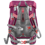 Der von hinten gezeigte Step by Step Cloud Set Glamour Star Schulranzen von Step by Step zeichnet sich durch lila und graue Farben, ergonomisch gepolsterte Gurte, Schnallen und Netztaschen aus.