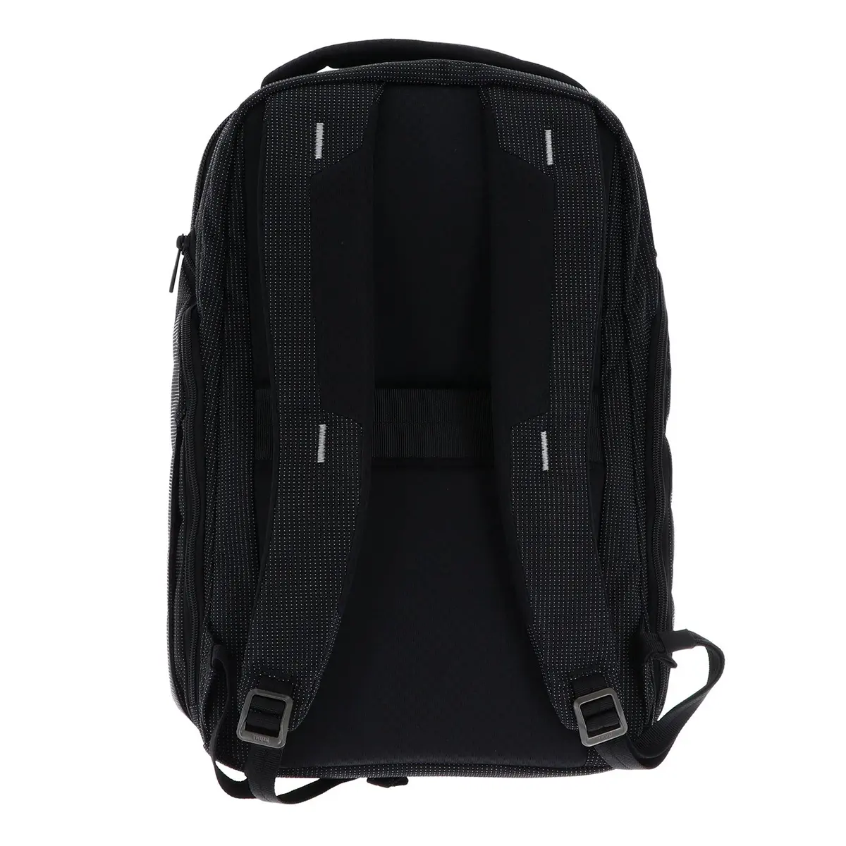 Der THULE Crossover 2 Backpack 30L Black von Thule ist ein robuster Business-Rucksack mit zwei gepolsterten, verstellbaren Schultergurten mit Schnallen und Nähten, der auf der Rückseite abgebildet ist.