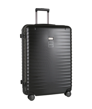 Der TITAN LITRON FRAME 4-Doppelrollen-Trolley (100L, 75cm, schwarz) von Titan verfügt über eine robuste Polycarbonat-Hartschale, vier Doppelrollen, einen ausziehbaren Teleskopgriff und ein TSA-Schloss für sicheres Reisen.