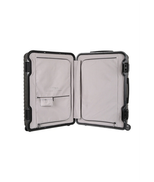 Der TITAN LITRON FRAME 4-Doppelrollen-Trolley (100L, 75cm, schwarz) von Titan verfügt über einen hellgrauen Innenraum mit Reißverschlussfächern, einer kleinen Tasche und einem sicheren TSA-Zahlenschloss für bequemes Reisen.