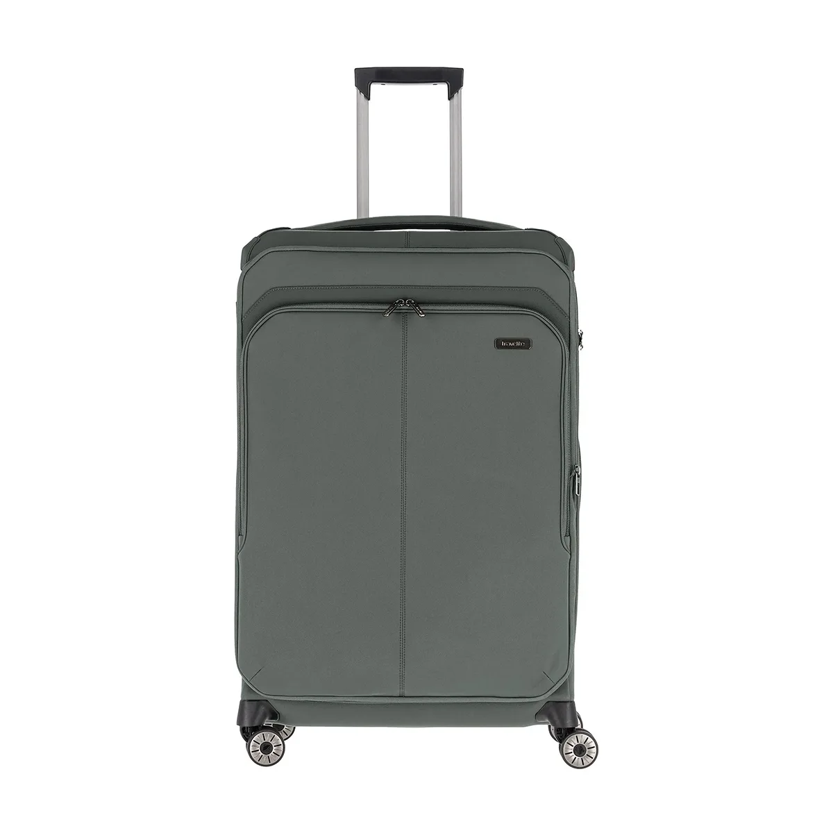 Der Travelite Priima 4-Rollen Trolley L (79 cm, Oliv) von Travelite verfügt über vier Spinner-Räder, einen einziehbaren Griff und eine Reißverschlusstasche an der Vorderseite - für aufrechtes, einfaches Reisen.