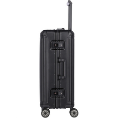 Der Travelite Next Aluminium Trolley M (69L, Schwarz) von Travelite besteht aus einem robusten Aluminium-Hartschalenkoffer mit 4 Rollen, einem ausziehbaren Teleskopgriff und einem integrierten TSA-Zahlenschloss für zusätzliche Sicherheit.