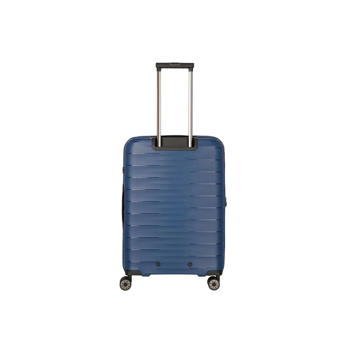 Das Travelite Mooby Trolley-Set 3tlg (S/M/L, Marineblau) von Travelite verfügt über strapazierfähige Polypropylen-Hartschalen, vier Rollen, einen Teleskopgriff und ein TSA-Schloss. Hier abgebildet in Marineblau auf weißem Hintergrund.