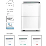 Der Trotec Luftentfeuchter TTK 99 HEPA verfügt über einen Feuchtigkeitsindikator und eine HEPA-Filterung zur Vermeidung von Schimmelbildung und bietet eine effiziente Luftreinigung für Ihren Raum. Perfekt für frische, saubere Raumluft.