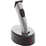 Der Wella Professionals Contura HS 62 von Wella verfügt über eine elegante schwarze Ladestation mit roter Kontrollleuchte und liefert präzises Konturentrimmen für professionelle Ergebnisse.